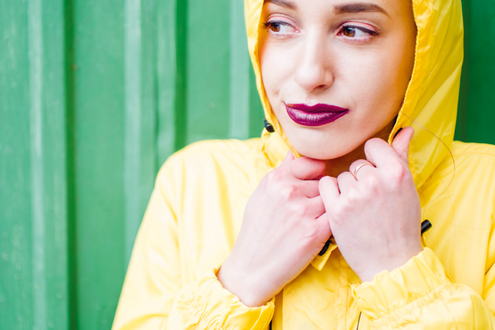 woman in rain coat